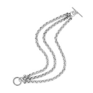 NEW EKLEXIC women's triple micro royal chain toggle bracelet in silver